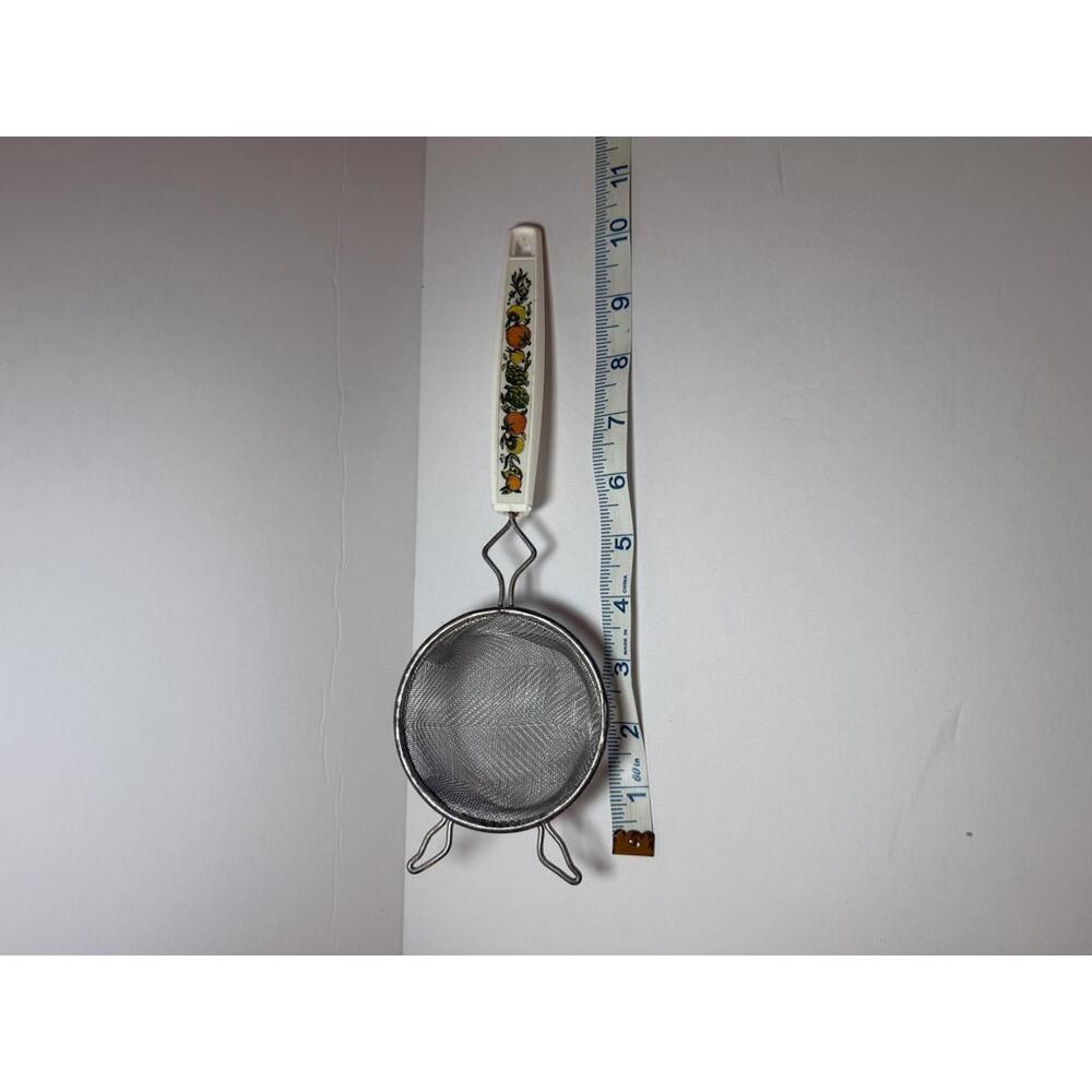 Vintage Ekco‎ Mesh Strainer 70's Spice of Life Vegetable Pattern Plastic Handle